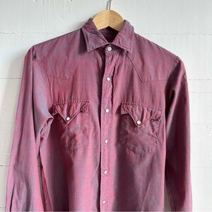 Vintage Kmart Western Shirt small Red Blue pearl snap